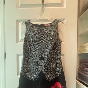 Desigual Black and Red Patterned Midi Dress